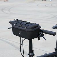 Easy to Install Folding Bike Handlebar Bag Compact Storage Hard Shell Front Bag Zipper Closure Transport Gear Wear-Resistant for Commuting