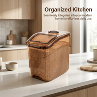 Airtight Food Storage Containers, Kitchen Storage, Dry Food Storage, Cereal Stor #variant:Transparent Brown