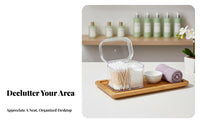Triple-Compartment Cotton Swab and absorbent disc Holder Transparent Design for Dressing Table, Bedroom