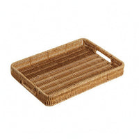 Handwoven Tray Basket Open-Top Wicker Tray Basket Look Home Storage