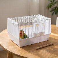 Bird Carrier Avian Carrier Cage with Standing Perch, Wire Cage for Parrot Parakeet, Portable Carrier with Handle for Small Pet Outings
