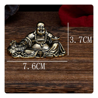Maitreya Buddha Figurine Antique Gold Ornament Low-Profile for Car Dashboard