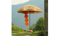 Straw-Look Sunshade Weighted Base Outdoor Shade Straight Pole