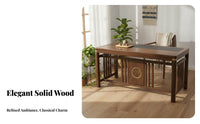 Traditional Design Chinese Design Tea Table Set Water Drainage System Solid Wood Tea Table and Chairs Stable Structure Wooden Dining Set Long-Lasting for Business Professionals, Homeowners, Collectors, Office, Living Room, Reception Area