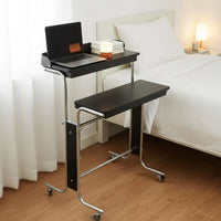 Rolling Bedside Desk Folding Design Narrow Bedside Table with Wheels Space Saving Adjustable Height Laptop Table for Students, Small Areas, Bedroom