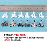 1/87 HO微缩骑行人偶模型 沙盘道路场景装饰 多款式混批 DIY手工