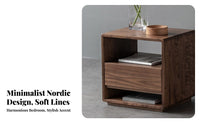 Wooden End Table with Drawer Modern Minimalist Design Bedroom Furnishing