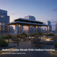 Gazebo with Swing Solid Roof Gazebo with Seating Multi-Functional Design Garden Swing Canopy for Families, Homeowners, Backyard, Patio, Deck