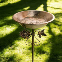 Vintage Dual-Purpose Bird Bath and Feeder with Metal Craft