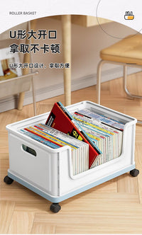 收纳箱书箱学生教室装书整理箱子带滑轮塑料书本收纳盒书籍储物箱