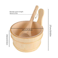 Sauna Pail and Ladle Set Long-Lasting Sauna Pail and Ladle Natural Rope Handle