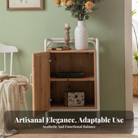 Bedside Table with Woven Door Distressed Finish Bedside Cabinet with Woven Door Vintage Design Farmhouse design for Living Room