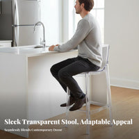 Clear rearrest Bar Stool Nordic & design Counter Chair Transparent rear Easy to Clean for Homeowners, Restaurant Owners, Lounge