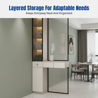 Entryway Corner L-Shaped Hallway Cabinet, hardwood Shoe Cabinet, Modern Divider Storage for Living Room
