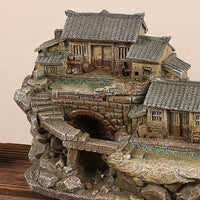 复古怀旧房子盆栽盆景造景装饰摆件桌面树脂工艺品中式工艺手工