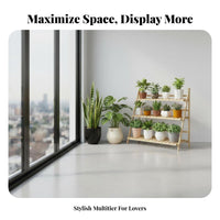 Bamboo Flower Rack Lightweight Foldable Flower Rack Good Drainage for Homeowners