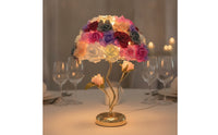 Decorative Rose Lamp Multicolor Floral Table Lamp Gold-Tone Corded for Bedroom, Living Room, Wedding
