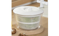 Round Salad Dryer with Clear Bowl Manual Salad Dryer with Colander Multifunctional Lettuce Dryer with Drainage Basket Versatile for Home Cooks, Meal Prep, Countertop