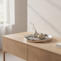 Stainless Steel Serving Tray Modern Metal Storage Tray with Textured Surface Raised Edge
