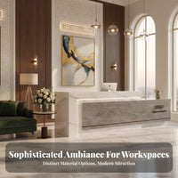 Modern Reception Desk High Gloss Finish Lobby Welcome Desk Wide Countertop Glossy Cashier Counter for Business Owners, Office Managers