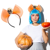 Halloween Skull Headband with Spider and Bow