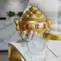Muscular God of Wealth Statue Housewarming Gift Cai Shen Statue for Shop Counter
