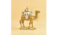 Camel Figurine with Mosque Golden Decor Tabletop for Collectors