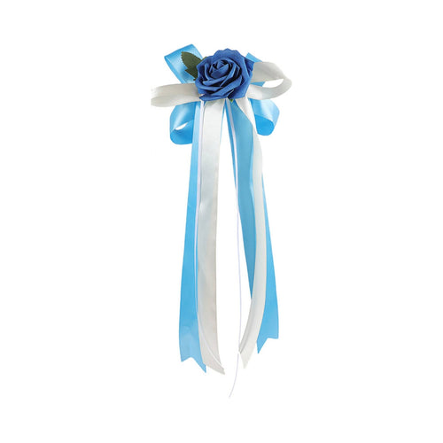 1 Piece Suction-cup Artificial Rose Car Ornament Ribbon Bow Decoration Hanging Floral Accessory Elegant Satin Suitable for Wedding Procession Car Mirror Car Door Handle