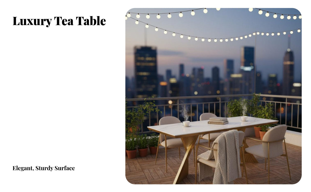Sintered St Single Tea Table Luxury Design Built-in Tea Table Easy to Clean Home Furniture for Office Professionals, Adults, Balcony, Living Room