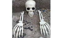 3 Pieces Bone-Colored Skull and Skeleton Arms Outdoor Skeleton Arm Stakes Spooky Halloween Lawn Stakes Scary