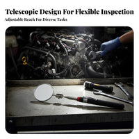 Car Engine Inspection Mirror Stainless Extendable Automotive Mirror Lightweight Pen Fastener Design for Garages, Workshops