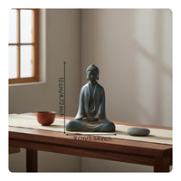 2 Pieces Zen Buddha Figurine Artisanal Look for Desk, Living Room