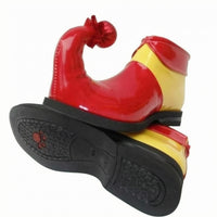 Black Rubber Sole Curled Toe Clown Shoes Synthetic Upper Pointed Toe Clown Shoes Glossy for Stage