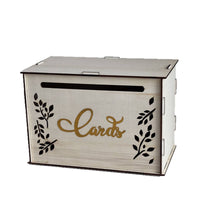 Wooden Wedding Card Box Sturdy Wood Card Box with Flower Slot Polished Finish