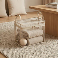 Transparent Soft Toy Storage Container Carry Handles Stuffed Creature Storage Box Dustproof Clear Toy Bin Rectangular