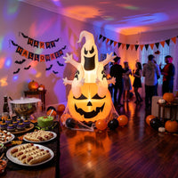 Spooky Inflatable Ghost with Pumpkin Cute Halloween Inflatable Ghost Funny Yard Decoration Indoor for Lawn