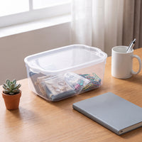 Storage Bin with Lid Transparent Plastic Box with Lid Lidded Organizer Box Slimline Transparent Storage Container Stackable