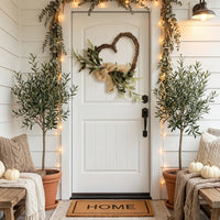 Spring Door Wreath Ready to Hang Artificial Olive Wreath Rustic Charm Olive Branch Heart Decoration for Homeowners, Couples, Easter, Entryway, Wedding