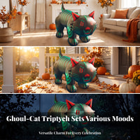 Inflatable Cat with Green Stripes | Glossy Air-Filled Construction, Vivid Graphic Detailing, for Yard