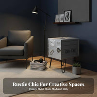 Riveted Pilot End Table Space-Saving Nightstand Multi-Functional for Entrymanner