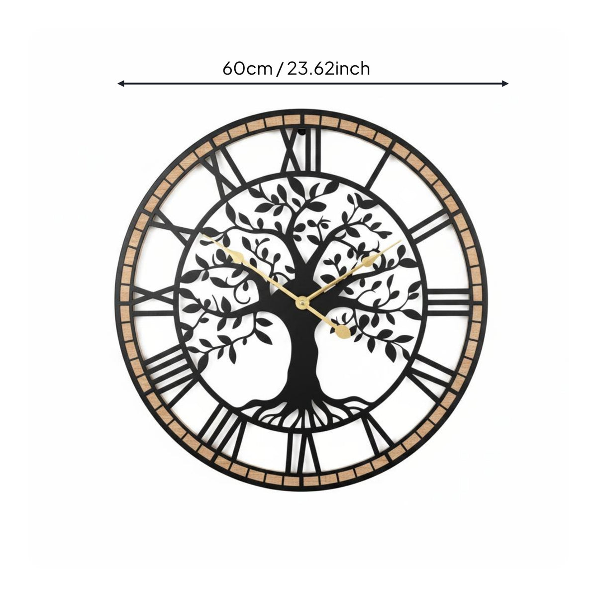 Tree Wall Timekeeper Gold-Tone Hands Roman Numeral Wall Timekeeper Decorative