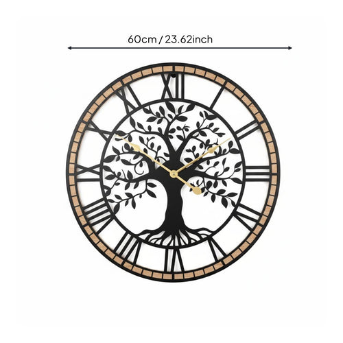 Tree Wall Timekeeper Gold-Tone Hands Roman Numeral Wall Timekeeper Decorative
