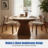 Travertine Sintered Stone Dining Table, Walnut Finish, Vintage Design, Extendable, Foldable, Circular, New 2026