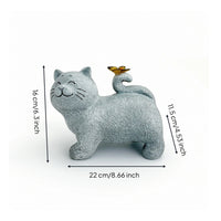 Cat Statue with Butterfly Illuminated Solar Cat Light Decorative for Patio, Lawn