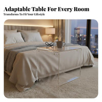 Acrylic Side Table Modern Design Transparent Nightstand Space-Saving for Bedroom