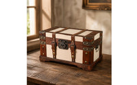 Wooden Storage Box Traditional Storage Chest with Hinged Lid Sturdy Box with Hinged Lid for Shelf Decor