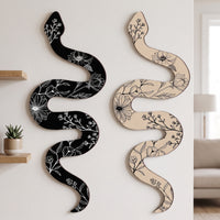 2 Pieces Wooden Wall Art Snake-Shaped Wall Ornaments Minimalist Wood Plaques for Living Room, Hallway, Studio