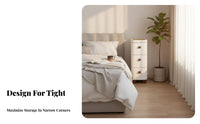 Slim Bedside Table with Drawer Space-Saving Nightstand Multi-Purpose for Bedroom