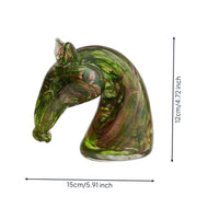 Glass Horse Figurine Marbled Glass Horse Glossy Sculpture for Art Lovers, Bookshelf, Console Table
