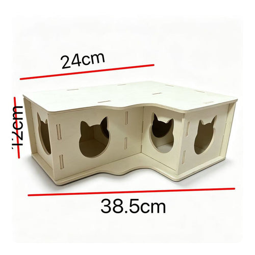 Wooden Hamster Hideout House Flat Top Double-Room Hamster House Easy to Clean